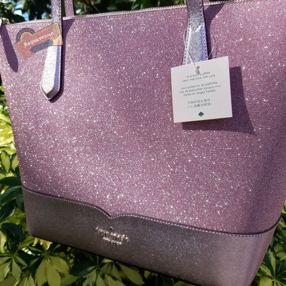 Rose Pink Lola Glitter Tote Bag Kate Spade glitter - Picture 9 of 13